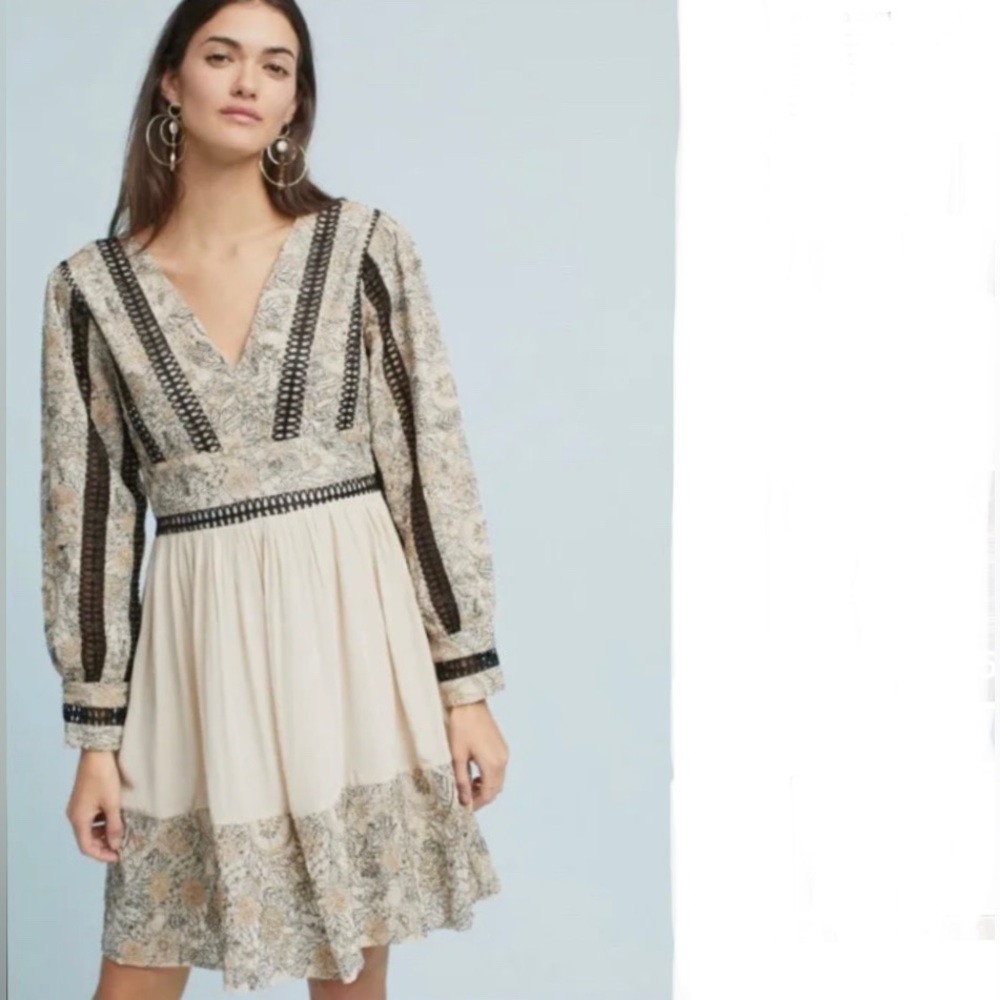 NWT Anthropologie Let Me Be Embellished Floral Dress Medium